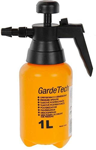 GardeTech Drucksprüher 1 L Pumpsprüher Handsprühgerät mit Verstellbarer Düse, Kunststoff, manuell, für Garten Pflanzen Blumen Reinigung, orange