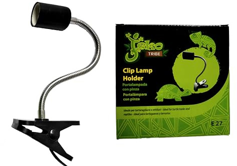 Pet Tribe Portalampada E27 Ceramica con Interruttore e Pinza per rettili supporto universale per lampada riscaldante, UVB, Spot e Infrarossi Braccio Flessibile 360° per Terrario e Acquaterrario