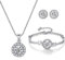 YooAi Schmuck Set Runde Anhänger Halskette Ohrringe und Armband Set Zirkonia Schmuck für Frauen Rund Silber