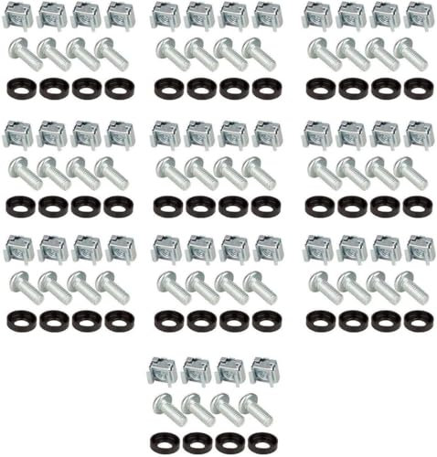 40 x Montageschrauben Rackschrauben M6 x 16 Käfigmutter Montageschrauben Käfigmutternset M6 Montagesatz 10 & 19 Schränke Netzwerk Schrauben Rack Käfigmuttern (10 VPE)