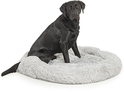 Wallace & Jones | Plüschbett Sarnia - L | Hundebett, Liegekissen | ca. 100 x 100 x 25 cm | Hellgrau