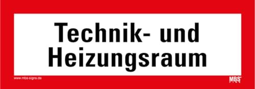 Aufkleber Hinweis „Technik- und Heizungsraum“ Folie selbstklebend nach DIN 4066 | Größen wählbar Made in Germany, Größe: 7,4x21 cm
