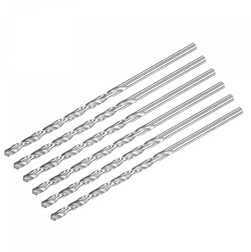 sourcing map HSS(High Speed Steel) Extra Long Twist Drill Bits, 5.5mm Drill Diameter 160mm Length for Hardened Metal Woodwork Plastic Aluminum Alloy 6 Pcs