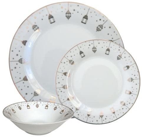 Lantern Gold Plated - 18pc Dinner Set - Ceramic Porcelain China
