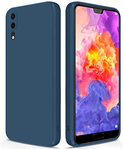 GiiYoon Hülle Kompatibel mit Huawei P20, Hochwertiges Liquid Silicone Case, Rundumschutz Handyhülle, Kratzfestes Weiches Mikrofaserfutter- Blau