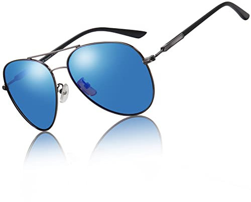 DUCO Premium Herren Polarisierte Sonnenbrille für Männer und Damen 100% UV-Schutz 3027 (Blau)
