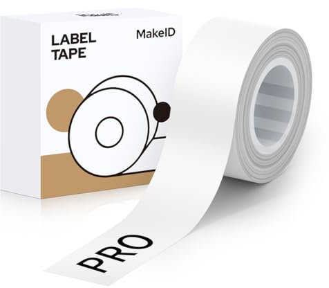 Makeid Kompatibel Etikettenband 16mm x 4m Hitzebeständig Selbstklebend als Ersatz für Makeid L1/Q1/E1 L-16F1 Pro Weiß