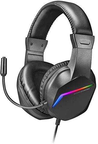 MARSGAMING MH122, Cuffie da Gioco Over Ear FRGB con Microfono, Suono HiFi, Cancellazione del Suono, Ultra Leggere, PS4 PS5 Xbox Switch Tablet Windows Mac, Nero, Grande