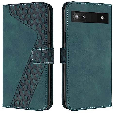 YIRRANZD Custodia per Google Pixel 6a, Cover a Libro in Pelle PU con Slot Cart e Silicone TPU Bumper, Flip Caso Portafoglio Cover per Google 6a (Verde)