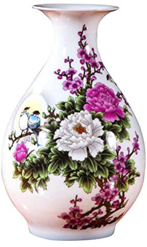 Vase en céramique de style chinois, vase à fleurs décoratif pour maison, bureau, décoration de table, vase de centre de table, D