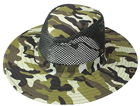QWUVEDS Bananen Hut Sommer Angeln Sonnenschutz Hut Outdoor Camouflage Atmungsaktiver Sandale Hut Western Cowboy Sonnenschutz Hut Netzhut Fischerhut Groß