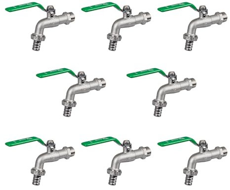 zencQ Kugelauslaufhahn (1/2) - PN16/16 Bar hochwertiges Messingstrukturventil mit Edelstahl-Klappengriff - ideales externes Auslassventil/Absperrventil- (A 8x)