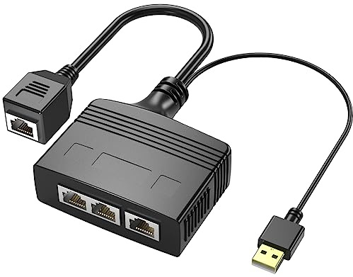 RIIEYOCA1 auf 3 Port RJ45 Ethernet Splitter Adapter,8 Core 100Mbps High Speed LAN Netzwerk Splitter für Cat5, Cat5e, Cat6, Cat7,Cat8 (Buchse)