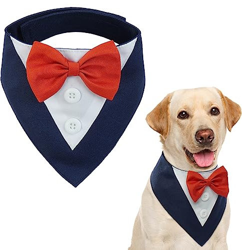 Kuoser Hundehalstuch,Halstuch Hund,Hundehalstuch Weihnachten,Hunde Halstücher,Hundefliege,Fliege für Hunde,Hundehalstuch Große Hunde,Hunde Smoking Bandana,Schwarz XS