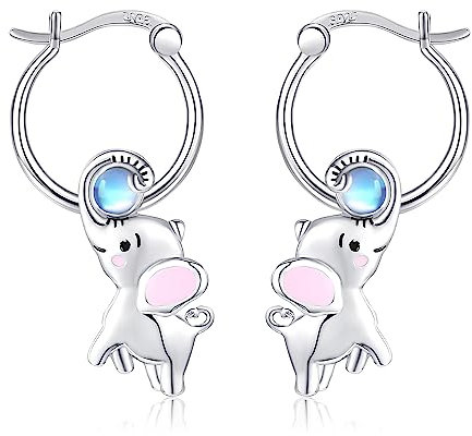 Elefant Ohrringe 925 Sterling Silber Elefant Creolen Ohrringe Elefant Muttertag Schmuck Geschenk für Damen