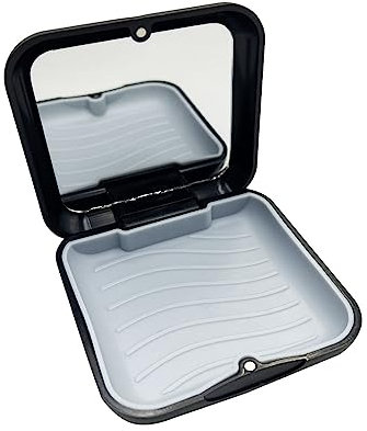 Kieferorthopädische Box mit Spiegel Prothesenbox Retainer Case(Schwarz)