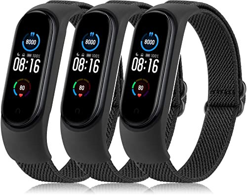 Oumida 3 Pièces Bracelet pour Xiaomi Mi Band 6/Mi Band 5/Mi Band 4/Mi Band 3, Bracelet Élastique Réglable pour Amazfit Band 5/Xiaomi Mi Band 6/Mi Band 5/Mi Band 4/Mi Band 3 (PackD)