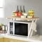 RELOVE Étagère Stable en Bois pour Four à Micro-Ondes avec Crochets, Support de Four, Grille à rôtir, étagère de Plan de Travail pour Micro-Ondes, étagère de Rangement de comptoir de Cuisine