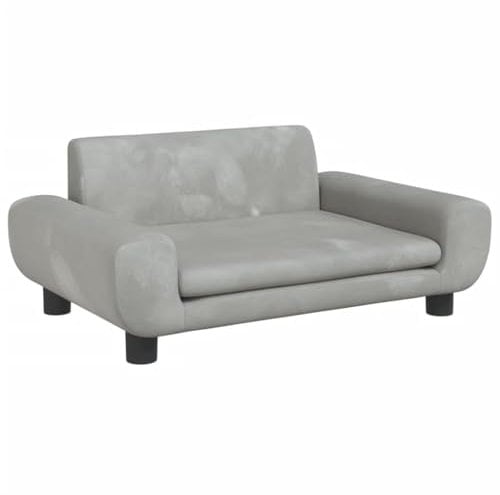 vidaXL Hundebett, Hundekissen mit weicher Polsterung, Hundesofa Hundecouch für kleine Hunde Haustiere, Haustierbett Katzenbett, Hellgrau Samt
