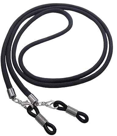Hawhy Handgemachtes Brillenband aus Paracord für Lesebrillen und Sonnenbrillen, Schwarz - Inkl. 4 Ersatz Brillenschlaufen