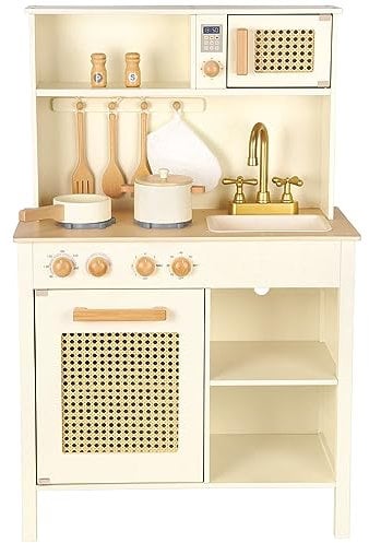 New Classic Toys Cuisine de Jeu en Bois - Rotin, Peau