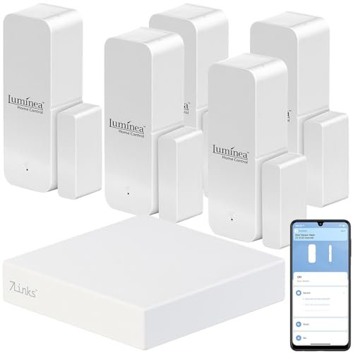 7links TUYA ZigBee-Gateway LAN: HomeKit-Set: ZigBee-Gateway + 5x Tür-/Fenstersensor, Sprachsteuerung (Apple Homekit Fenstersensor, Alarmkontakt)
