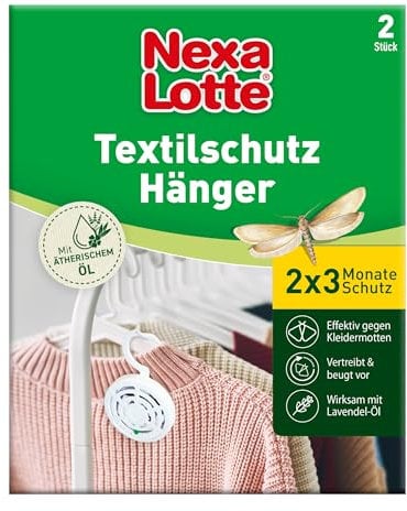 Nexa Lotte Textilschutzhänger 2er-Pack - Effektiver Schutz vor Kleidermotten mit Lavendel-Öl, Langzeitwirkung, Grün