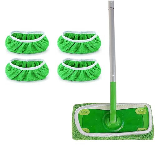 Jebblas Reusable Mop Pads Washable Mop Refills for Swiffer Sweeper, Microfiber Replaments Mop Pads,Dry Or Wet Use, Machine Washable, Pack of 4 (Mop is Not Included)