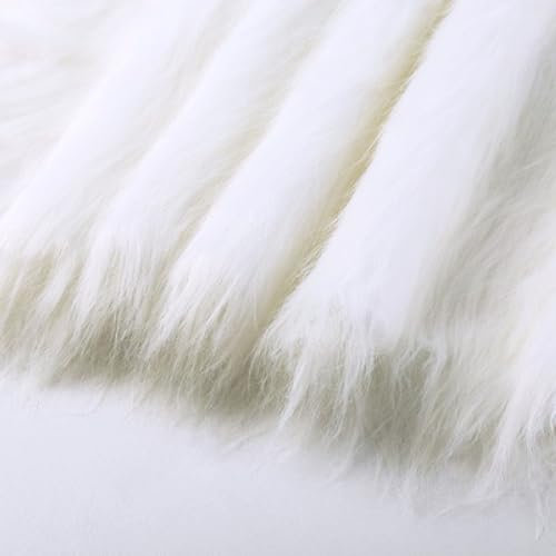 50cmx180cm Flauschige Kunstpelzband Kunstfell Band Fellstoff, Furry Faux Pelz Stoff Dekoband Zierband Plüsch Trim Plüschstoff Plüschband Borten Bänder zum Nähen Kleidung Weihnachtsdeko,Weiß