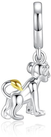 Doyafer 925 Sterling Silber Cartoon Gold Löwen Charme Anhänger kompatibel mit Frauen Armband Charme Urlaub Familie Geschenke