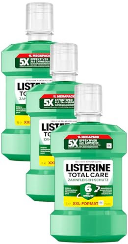 LISTERINE Total Care Zahnfleisch-Schutz (1000 ml), schützende Mundspülung gegen Zahnfleischprobleme mit 6 in 1 Wirkung, antibakterielles Mundwasser stärkt die Zähne, bis zu 24h frischer Atem