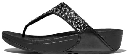Fitflop Women's Lulu Crystal-Mix Toe-Post Sandals, Noir, 39 EU