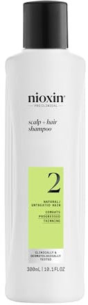 Nioxin Scalp + Hair System 2 Shampoo – Tiefenreinigungsshampoo für unbehandeltes, sichtbar dünner werdendes Haar – mit Biotin, Koffein & Niacinamid (300 ml)