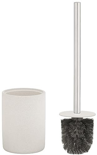 New Stunning White Stone Free Standing Toilet Brush And Holder Bathroom Cleaning