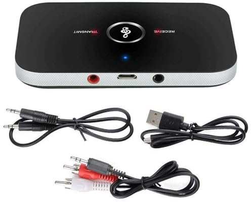London Express Bluetooth 5.0 Transmitter Receiver, 2-in-1 Wireless Portable Stereo Audio Adapter, 3.5mm AUX Jack RCA Adapter Low Latency for TV PC Headphones Car Home Stereo Sound System Wired Speaker