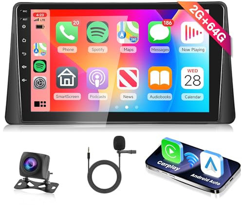 Rimoody 2G+64G Wireless Carplay Android Radio de Coche para Renault Megane 2 2002-2009 9 Pulgadas Radio con Android Auto Navi GPS WiFi Mirror Link Bluetooth FM/RDS/Dab/DVR/EQ/SWC Cámara Trasera