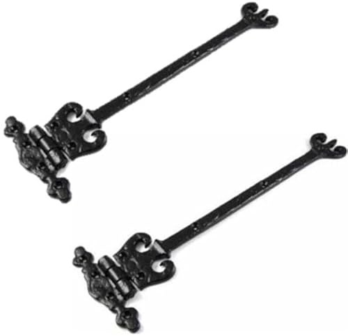 SCORPIO HARDWARE Fleur-De-LYS Coronet Tee Hinge Pair Cast Iron Black Antique 12 300mm c/w Screws