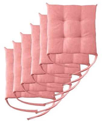 Il Tuo Artigiano Design 6 Stuhlkissen im Set, 40 x 40 cm 6 cm dick, Polsterung aus Schaumstoff und weichem Acryl, Sitzkissen Stuhl 6er Set, Stuhlkissen Outdoor 40x40 (6, Puderrosa)