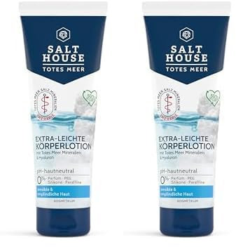 Salthouse Totes Meer Therapie Extraleichte Körperlotion, feuchtigkeitsspendend dank Hyaluronsäure und Urea, für geschmeidige Haut, 250ml (Packung mit 2)