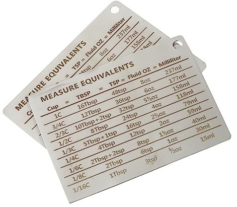 MAGICLULU 2 Piezas Tabla de onzas y mililitros heladera frigirificos decoración de imanes de Nevera Tabla de Medidas del refrigerador Medida Equivalente Tabla de conversión de Medidas Silver