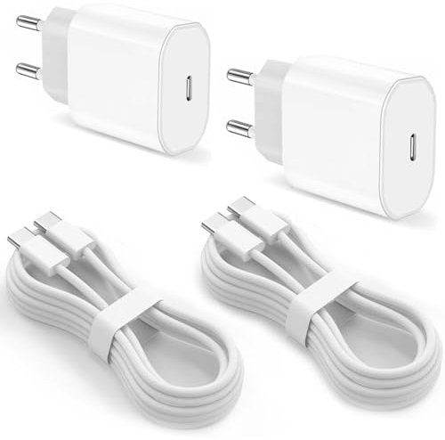 USB C Ladegerät mit 3m USB C Kabel (2er-Pack) - Ladekabel USB C Schnellladegerät Netzteil Kompatibel für IPhone 17 Air, 16 Pro Max/15 Plus/16e, 20W Handy Charger Power Adapter mit IPAD Pro 10/11/A16