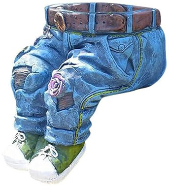 Muium(TM) Kreative Denim Pants Harz Blumentopf, Harz Blumentopf Denim Jeans Gartenarbeit Pflanztöpfe Dekorative Pflanzgefäß, Dekorative Harz DIY Blumentöpfe für Haus Rasen Hof Außendekoration (2)