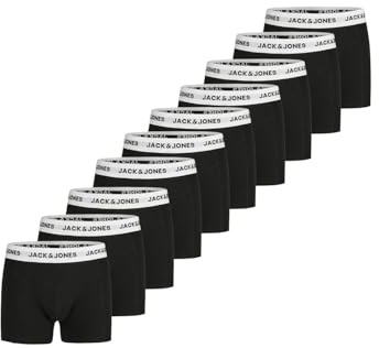 JACK & JONES Boxershorts Herren 10 Pack Baumwolle Basic Trunks JACANTON Unterhosen Unterwäsche Retroshorts Set Boxer Shorts Stretch, Größe:M, Farbe:10x Black/White (12284977)