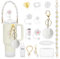 QOUBNIC 14 Pièces Accessoire Pour Stanley Cup Anti Dérapant Anti Fuite Compatible Tasse 800ml-1100ml Blanche Set d'Accessoires Couvercles de Paille Protection (Les Tasses ne sont Pas Incluses)