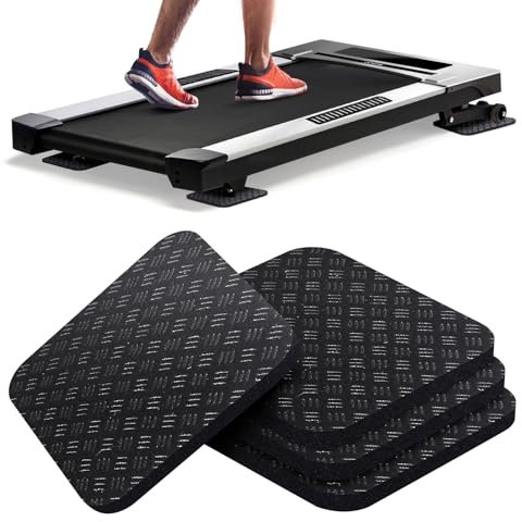 Rolitwils Lot de 4 tapis de course antidérapants double face anti-vibrations pour tapis de course, tapis de marche, vélo d'appartement, protection des sols en bois dur