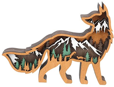 Zerodeko Tierornamente aus Holz weihnachtsdeko REH Holzfiguren Weihnachten Tierische Holzfiguren für den Schreibtisch Krippendekor ästhetisch Vor Tür Hausbedarf Colorful