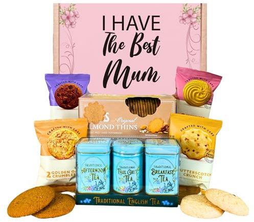 Tea Gift Set Hamper | Luxury Gifts For Women Including Afternoon, Breakfast & Earl Grey Tea With Border Biscuits & Almond Thins | Ideal Mum Gift