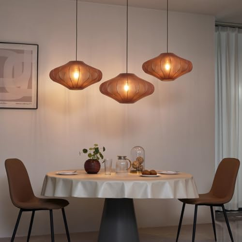 Qazqa Esstisch Japandi Pendelleuchte, Pendellampe - Plu - Braun, Rund, 3-flammig, 100cm, Ideal als Esszimmerlampe und