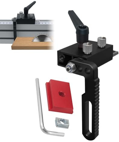 Adjustable Miter Stop – T Track Aluminum Block, Lock-In Locator | Heavy Duty Precision Guide for Woodshop Setup, Table Saw Accuracy, Fence Jig Alignment, Professional Cutting Support with Fixing Tool