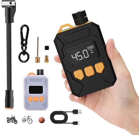 Mini Bomba de Bicicleta, 150 PSI Bomba para Bicicleta eléctrica, Bomba de Bicicleta portátil Inflador Electrico Bicicleta para válvula Schrader y Presta con batería Recargable, Apagado Automático